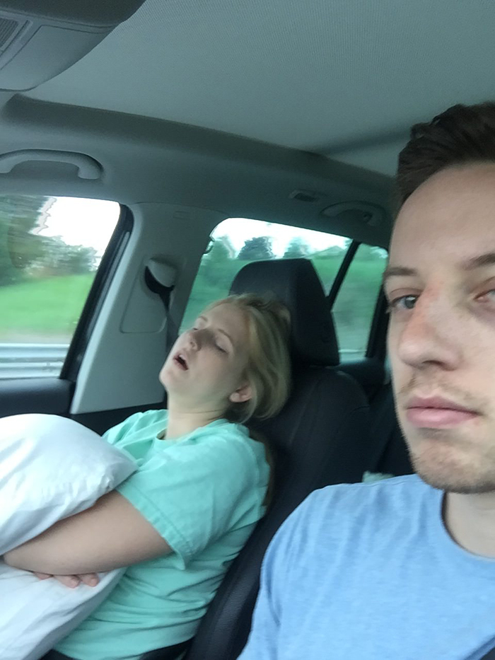 Husband Compiles Photos From All The Fun Road Trips He Takes With His Wife, And The Result Is Just Too Funny
