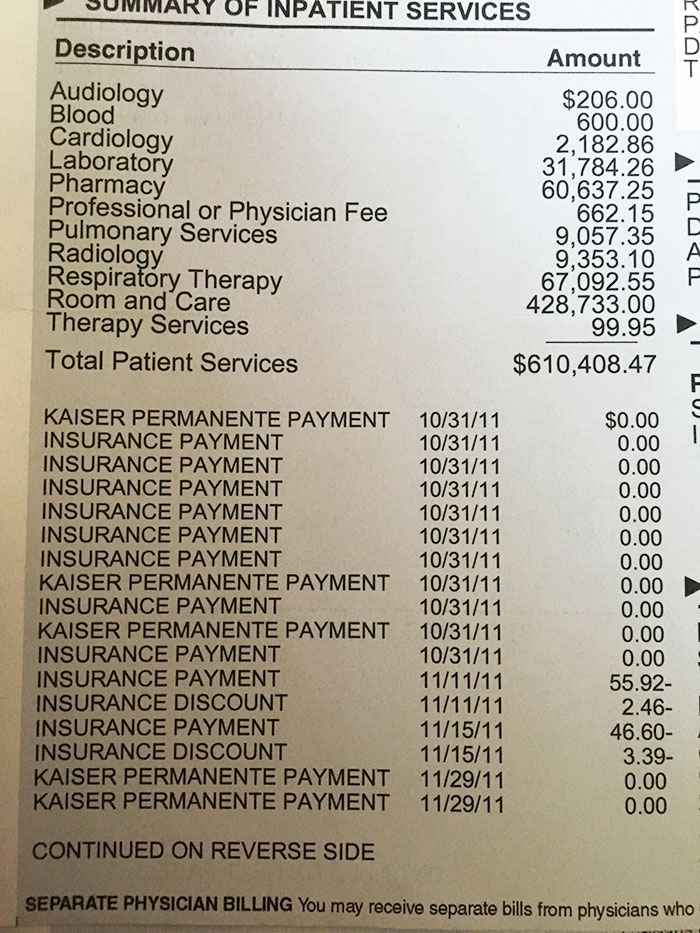 My Cousins Child Birth Bill From The Hospital In The USA. Never Seen Anything This High
