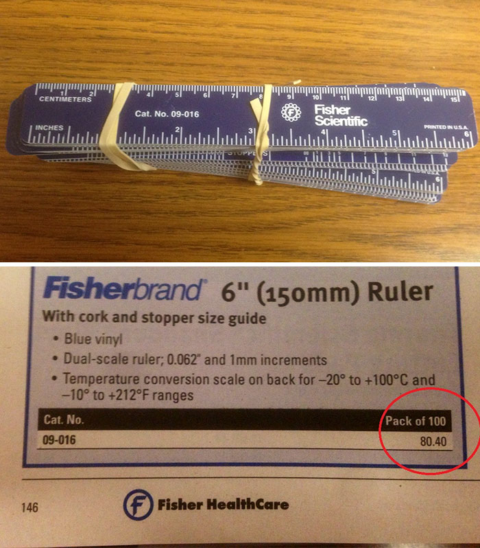 I Work In A Hospital Laboratory. I Ordered A Pack Of These Cheap Plastic Rulers From Ebay For About $6. Our Medical Supplier Charges More Than $80 For The Exact Same Rulers. This Is Why Health Care Costs Are Out Of Control