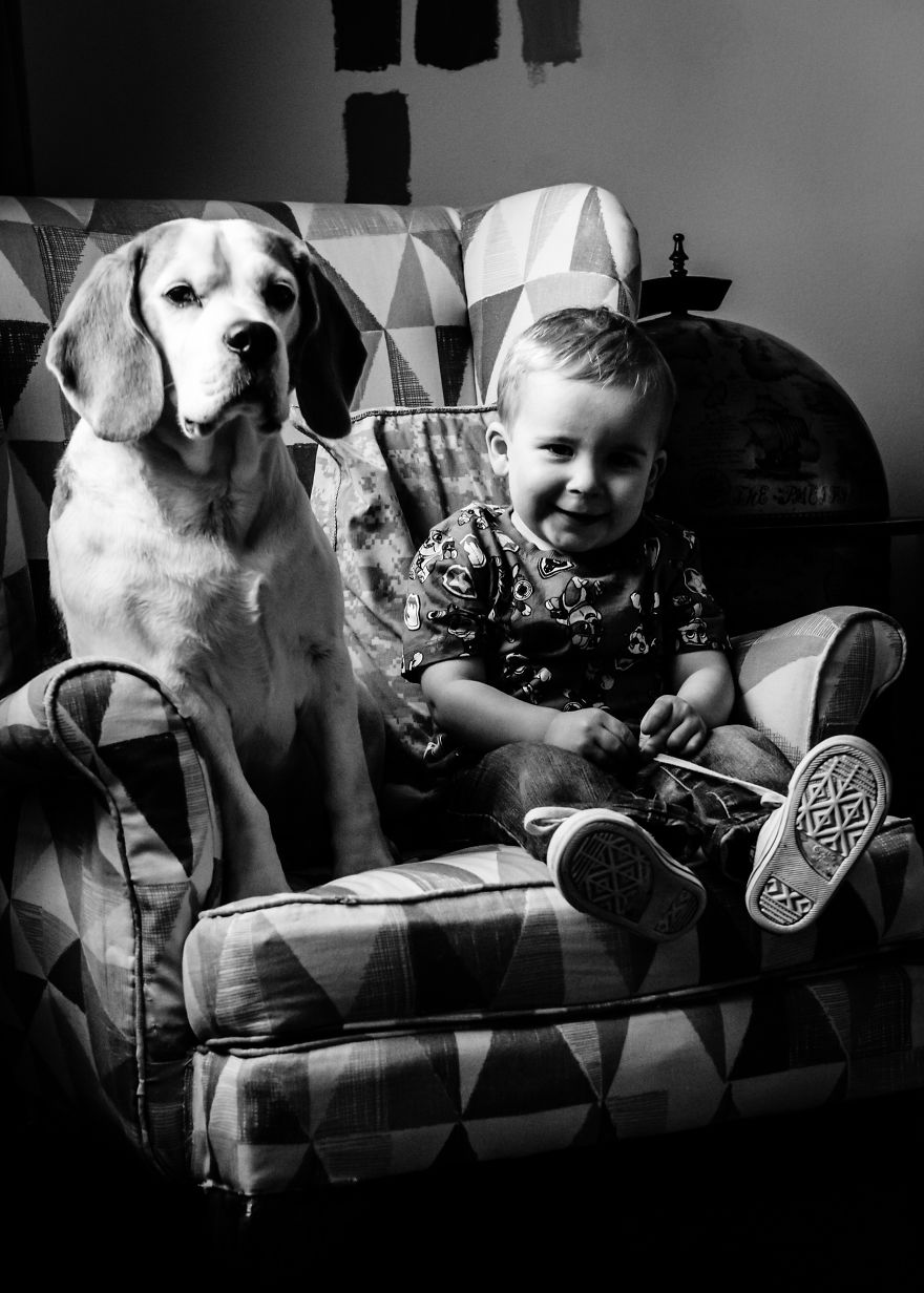 I’ve Taken A Picture Of My Son And Beagle Every Month For The Last Three Years In The Same Chair
