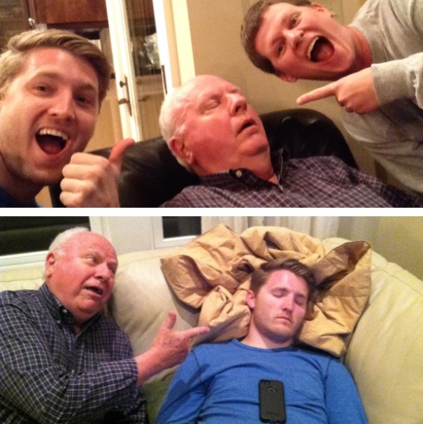 Thought It'd Be Funny To Catch My Granddad Sleeping On Vacation- Till I Made The Same Mistake. Touché, Pop