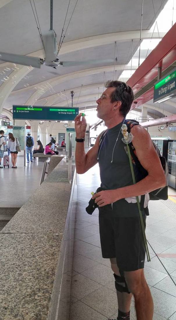 Saw This Man Sneakily Blowing Bubbles In The Train Station. When I Made Eye Contact With Him And Smiled, He Came Up To Me And Whispered, "No One Suspects The Adult"