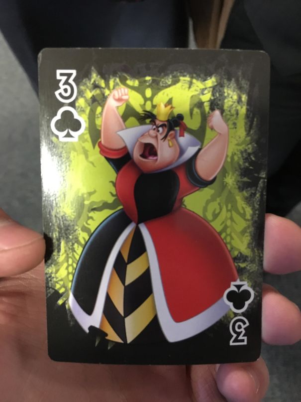 In The Disney Villains Deck Of Playing Cards, The Queen Of Hearts Is The Three Of Clubs