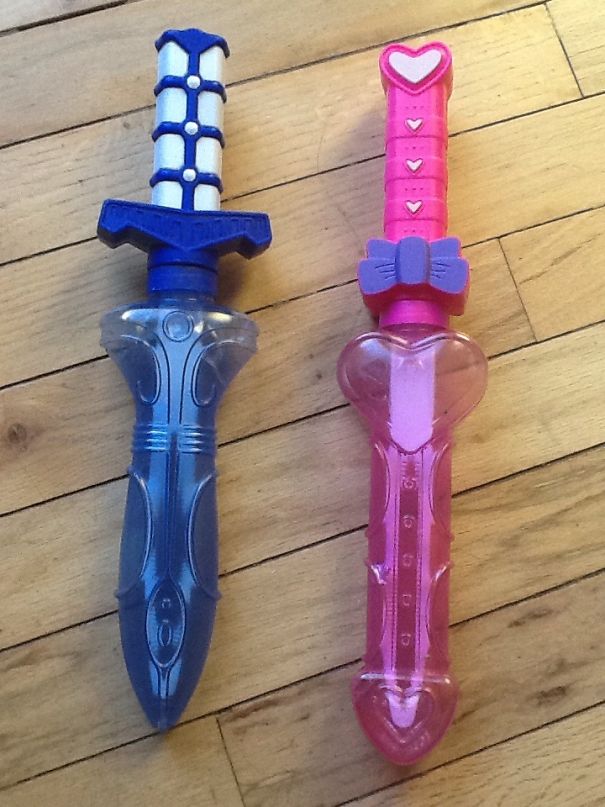 These Are Toys For Blowing Bubbles With, That My Best Bud Bought For His Two Children... Uh You Guys See What I See For The Girl Sword Right?