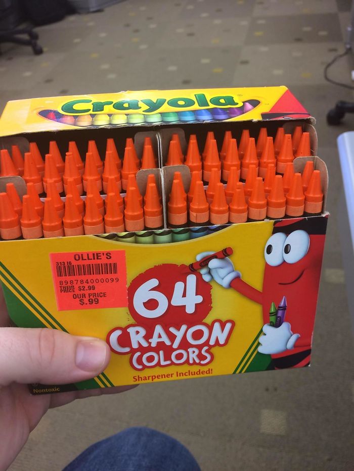 Unopened Box Of "64 Crayon Colors" Turns Out To Just Be Orange