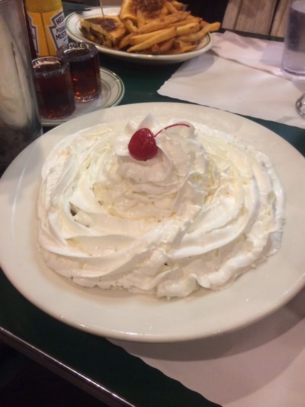 I Ordered A Waffle At Mel's And Said They Couldn't Put Enough Whipping Cream On It
