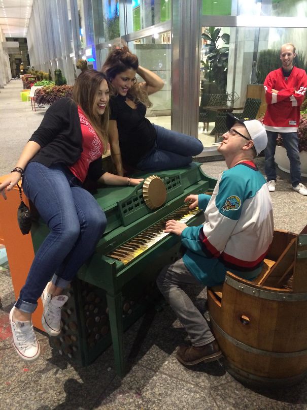 I Got Drunk At A Red Wings Game And Woke Up To This Picture On My Phone. I'm The One Playing The Piano