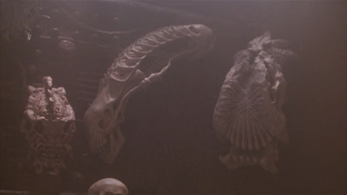 Predator 2(1990): In The Shot Of The Predator's Trophy Collection, You Can See What Looks Like The Skull Of A Xenomorph From The 'Alien' Franchise