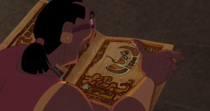 In The Road To El Dorado, As The Shaman Is Flipping Though His Book Of Spells, There Is A Page With An Ancient Version Of The Dreamworks Logo