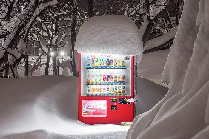 A Japanese Coke Machine In The Snow