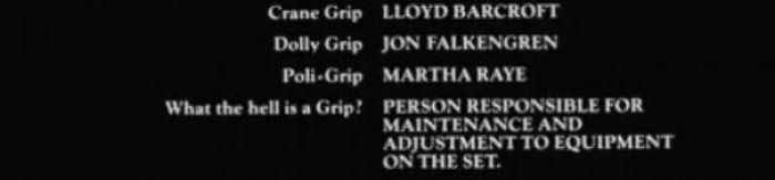 Credits From The Naked Gun 2 1/2 Explaining What A Grip Is.
