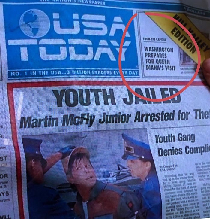 Watching Back To The Future 2. Zoomed In On The News Paper To See This. Sad. How Could They Have Known The Princess Would Die, And She’d Never Be Queen. Not To Mention Queen Elizabeth Is Still Alive And Well In 2015