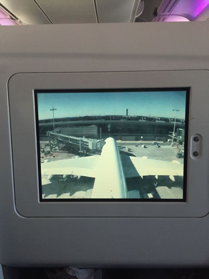 Este avión tiene cámaras en el morro y la cola para poder ver tu vuelo