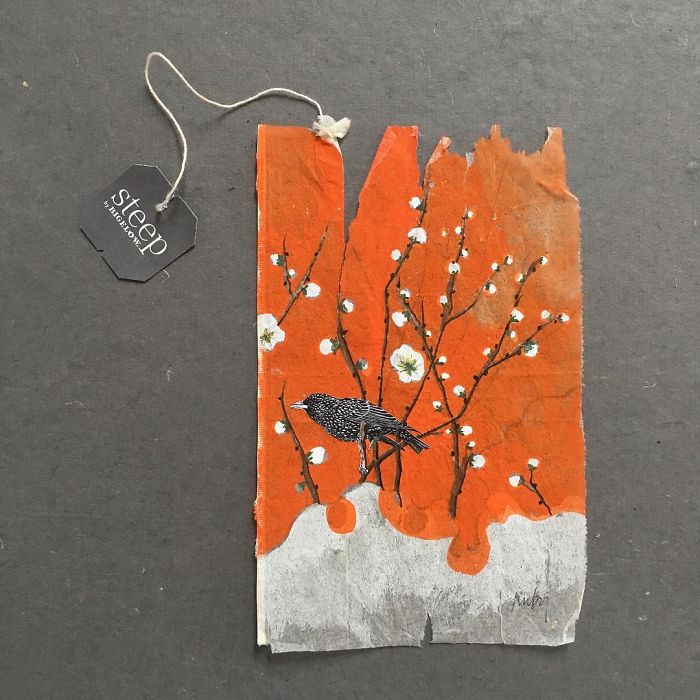 Artist Makes Incredible Mini Paintings In Tea Bags And The Result Is A "Big" Work Of Art