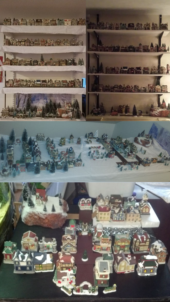 I Collect Cobblestone Corners Christmas Village Pieces (Bottom, Middle, Right, Left In Order Of Age.)