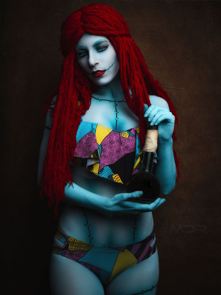 Photographer And Body Painter Turn Model Into Sally From The Nightmare Before Christmas
