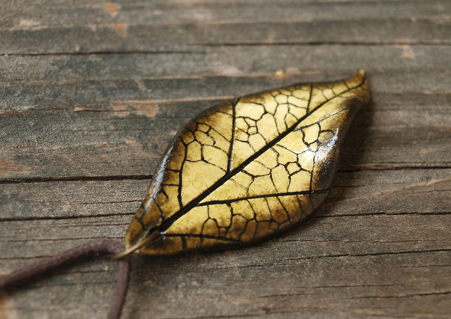 Polymer Clay Leaf Necklaces And Earrings