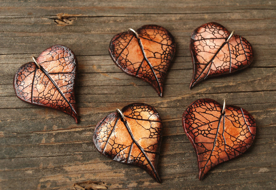 Heart Shaped Leaf Pendants