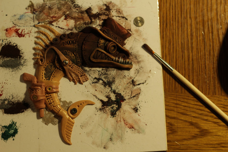 Notepad With A Cowboy Fish In Steampunk Style