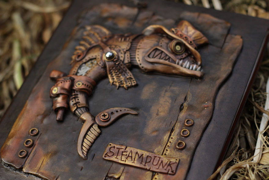 Notepad With A Cowboy Fish In Steampunk Style