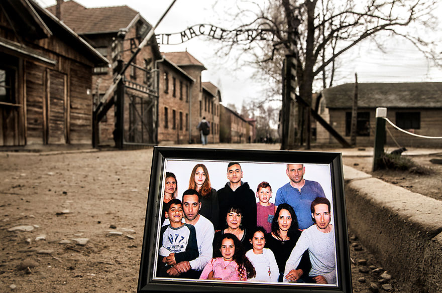 I Placed Photographs Of My Family Throughout Auschwitz, To Document The Life Of 4 Generations Since My Grandmother Survived The Camp