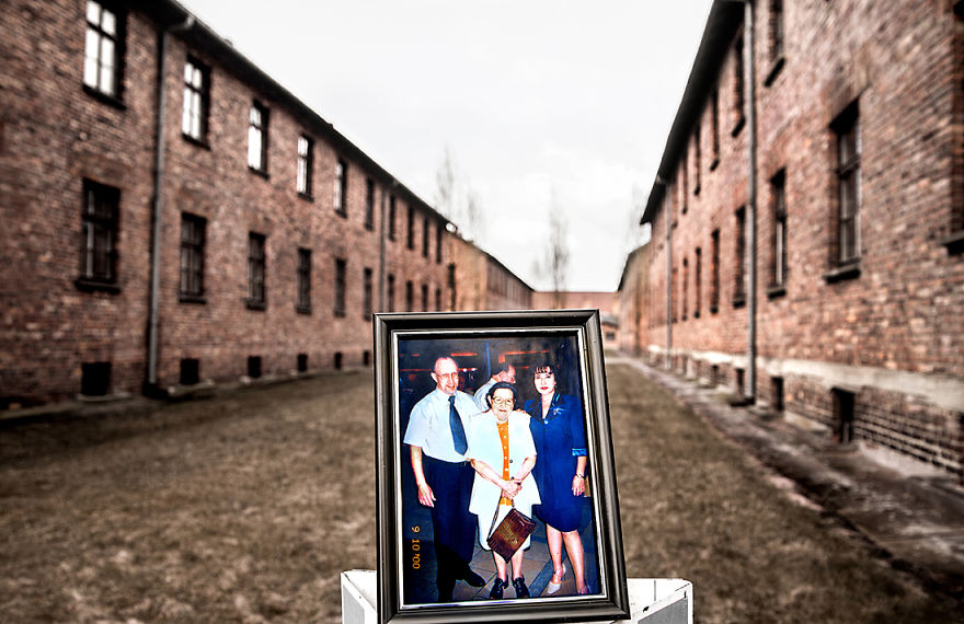 I Placed Photographs Of My Family Throughout Auschwitz, To Document The Life Of 4 Generations Since My Grandmother Survived The Camp