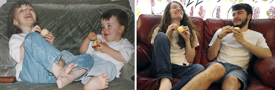 My Brother And I Recreated Our Childhood Photos For Our Parent's 30th Anniversary