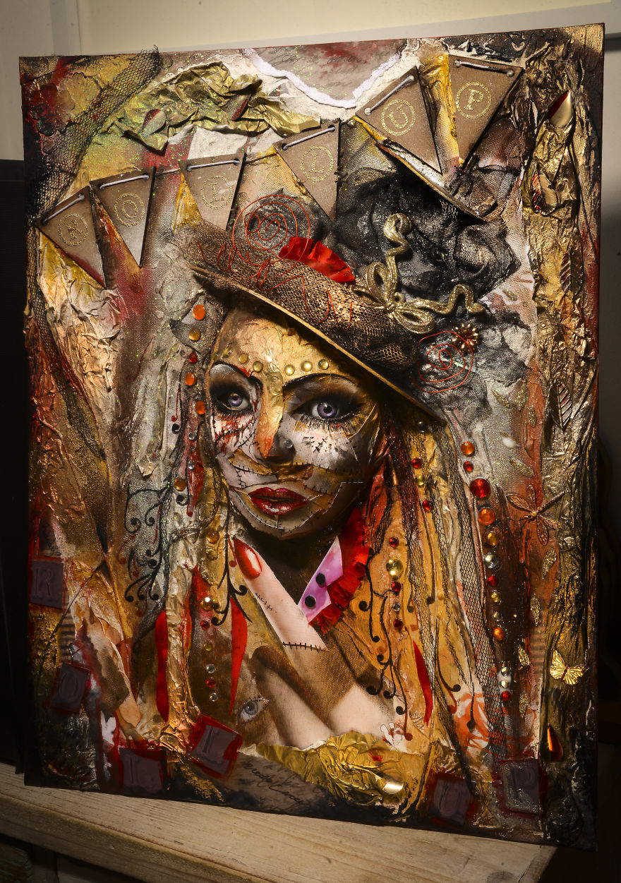 Mixed Media Ringmaster Created On Canvas With Modroc, Paper & Paints For Circus