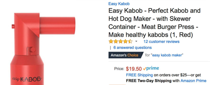 Easy Kabob Earns Amazon's Choice Badge During First Month Of Launch! Easy Kabob Earns Amazon's Choice Badge During First Month Of Launch!