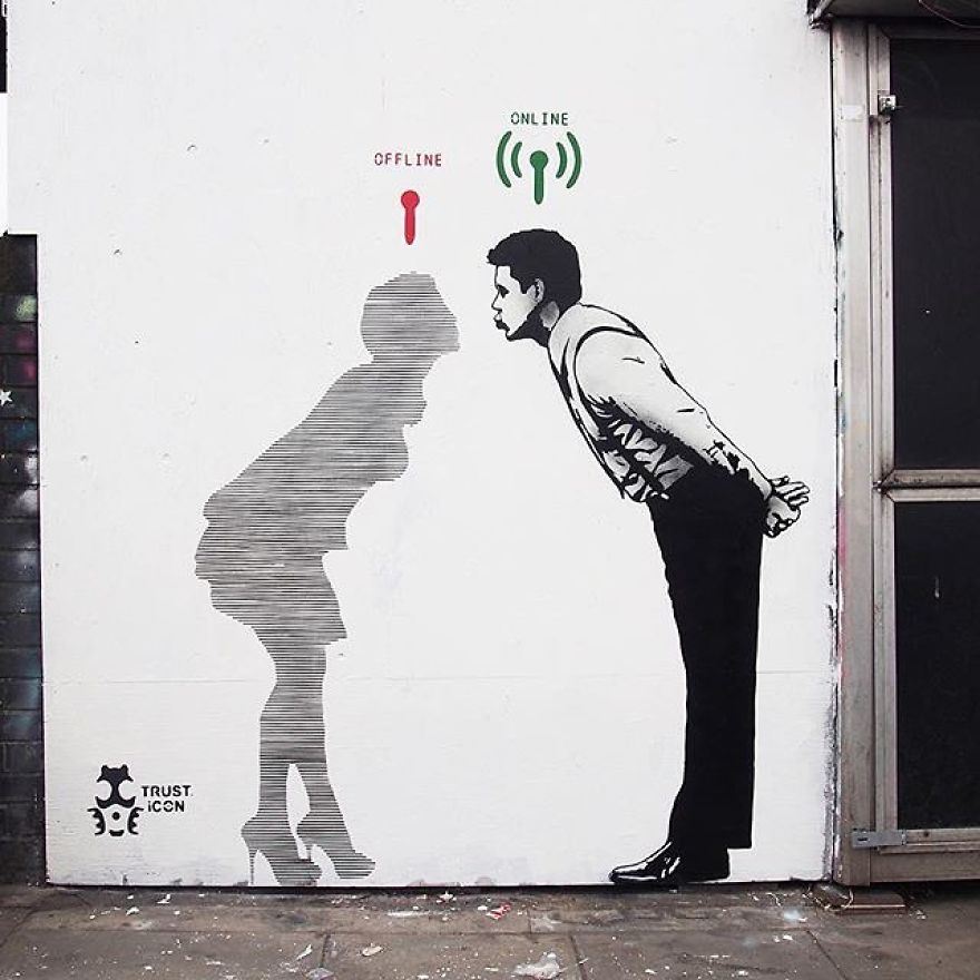 The Street Artist Forces The Viewer To Reflect When Seeing His Artworks On The Walls