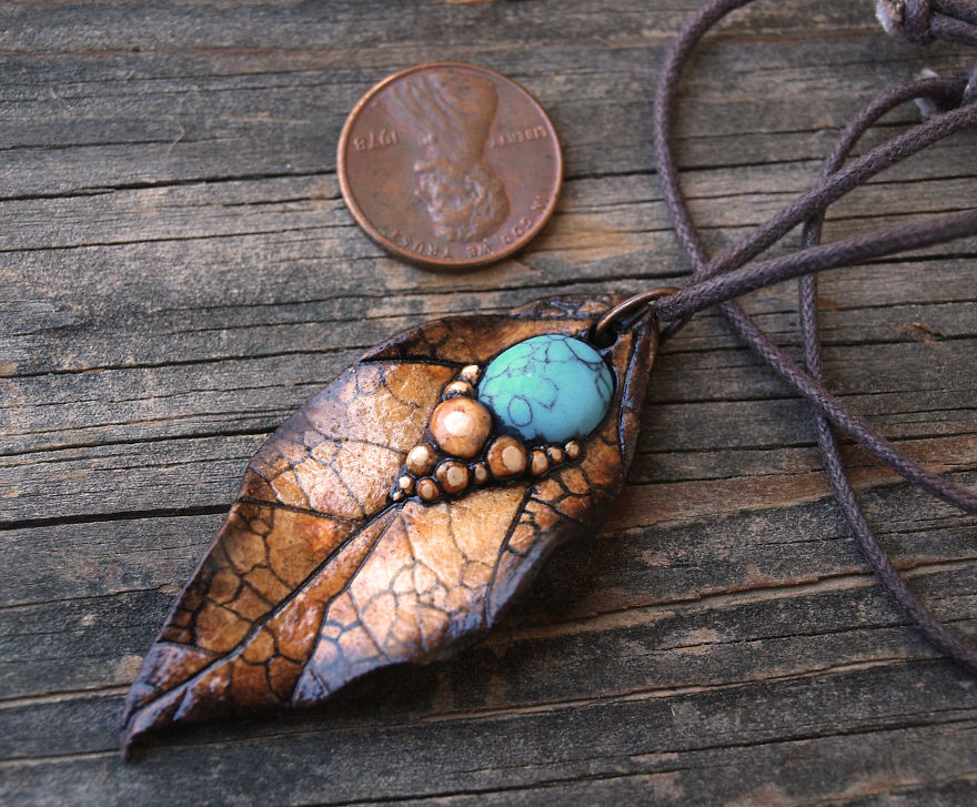 Polymer Clay Leaf Necklaces And Earrings