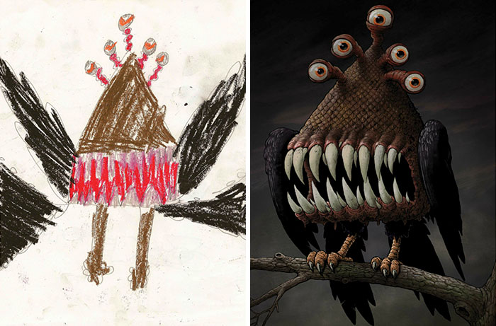 What Happens When Professional Artists Recreate Kids’ Monster Doodles In Their Own Unique Style