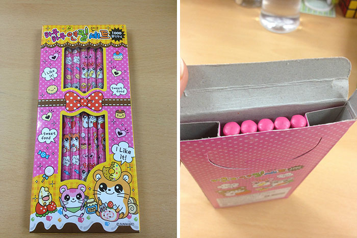 Mi Mujer Compró Algunos Lápices Para La Escuela De Primaria En La Que Enseñamos Inglés En Corea Del Sur. Después Abrió La Caja