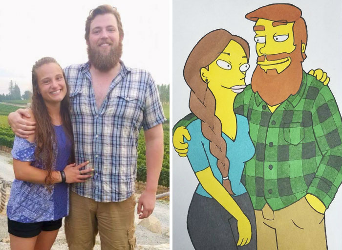 Boyfriend Surprises His Girlfriend By Drawing Her In 10 Different Cartoon Styles, And It Melts Her Heart