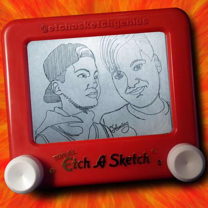 I’ve Been Surprising Random Instagram Followers Of Mine With Etch-A-Sketch Portraits Of Themselves