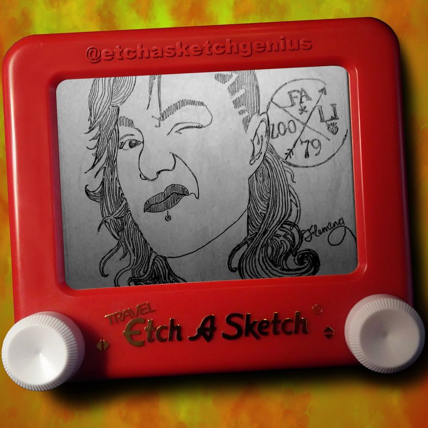 I've Been Surprising Random Instagram Followers Of Mine With Etch-A-Sketch Portraits Of Themselves