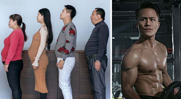 Chinese Family Spends 6 Months Working Out, And Here Are Their Before-And-After Pics