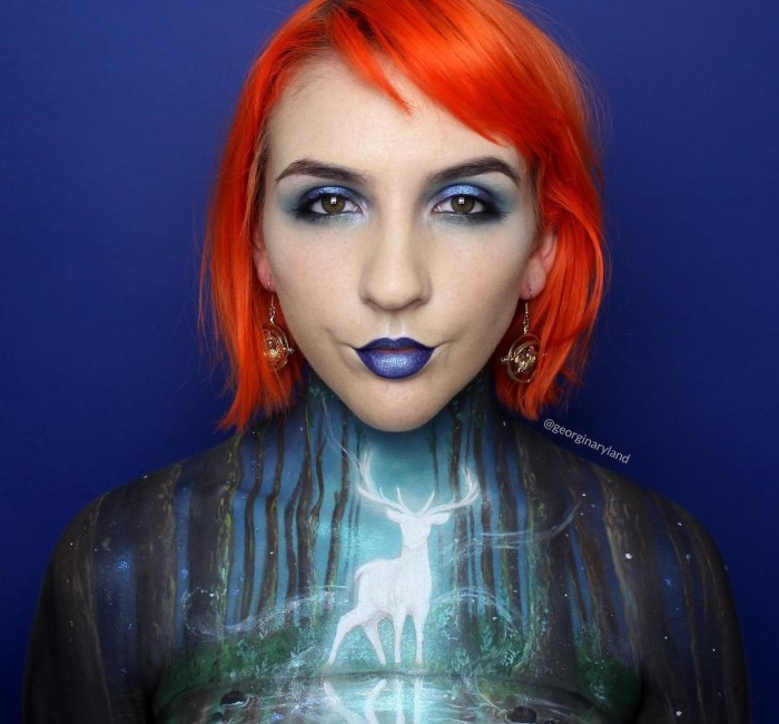 Makeup Artist Creates Incredible Drawings Using Her Own Body As Canvas