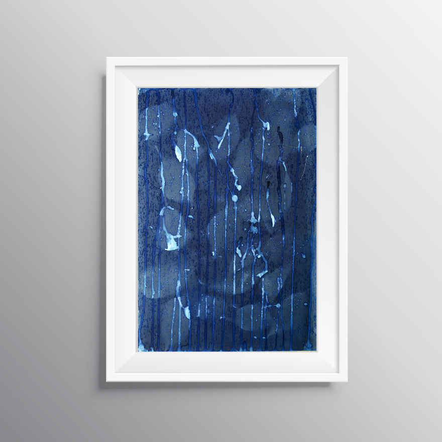I Capture The Pattern Of The Rain Using Cyanotype