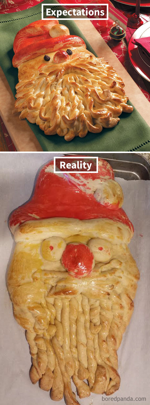 I Made A Santa Shaped Bread From A Recipe I Found, It Turned Out A Bit Different From The Picture
