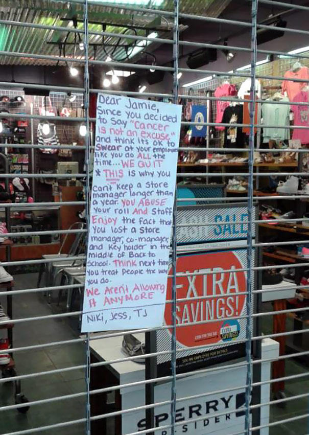 People At A Store At My Mall Got Fed Up With The Way Their Manager Treated Them