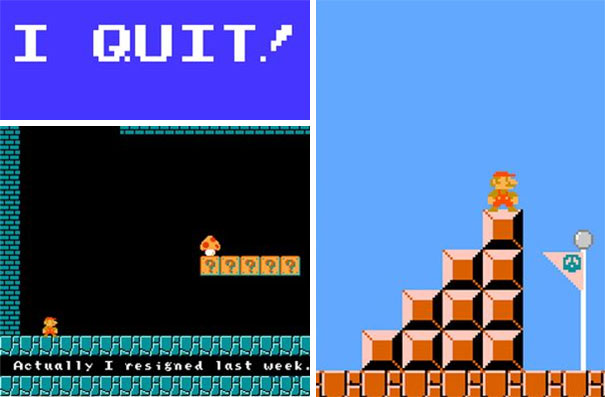 A Computer Programmer Created His Own Version Of Super Mario, With An "I Quit!" Message And Sent It Around His Office