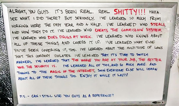 A Friend Posted His Resignation White Board