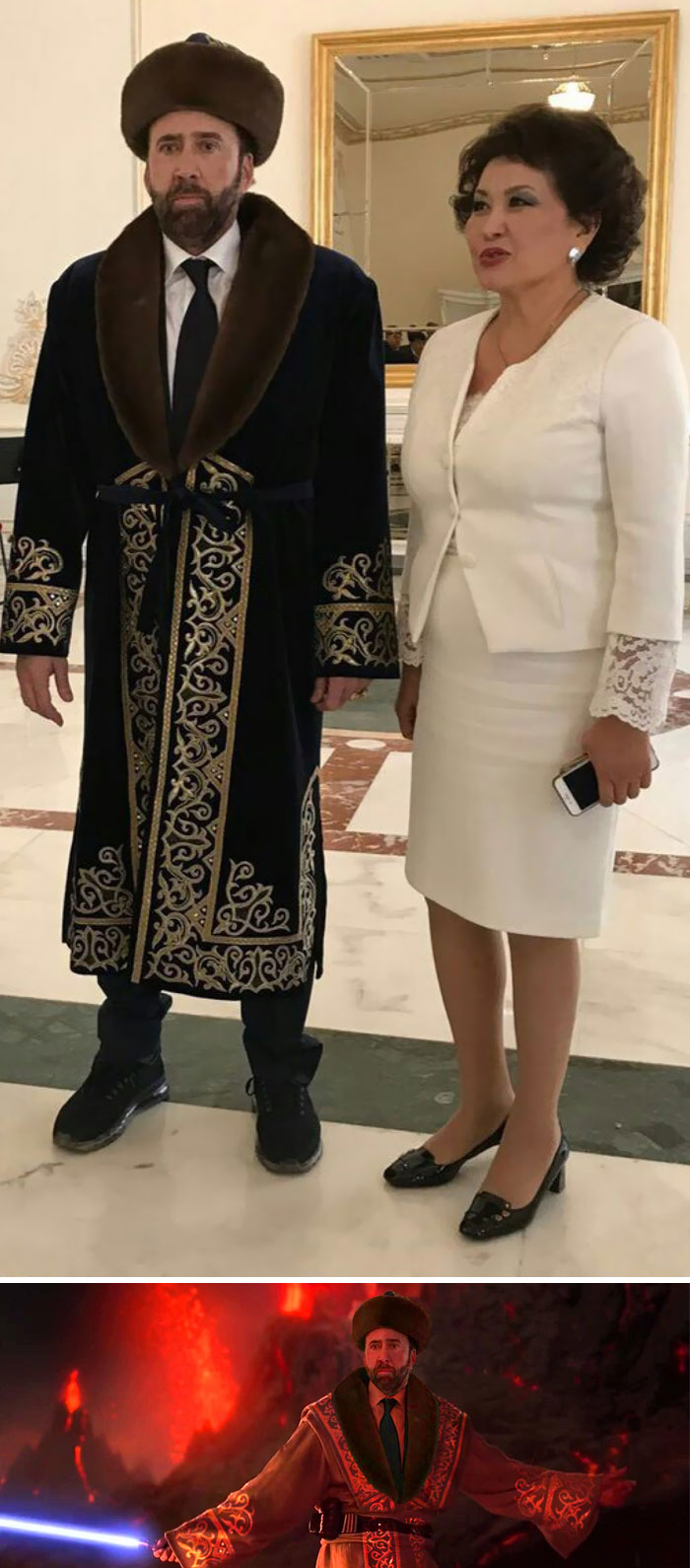 Nicolas Cage In Kazakhstan National Costume