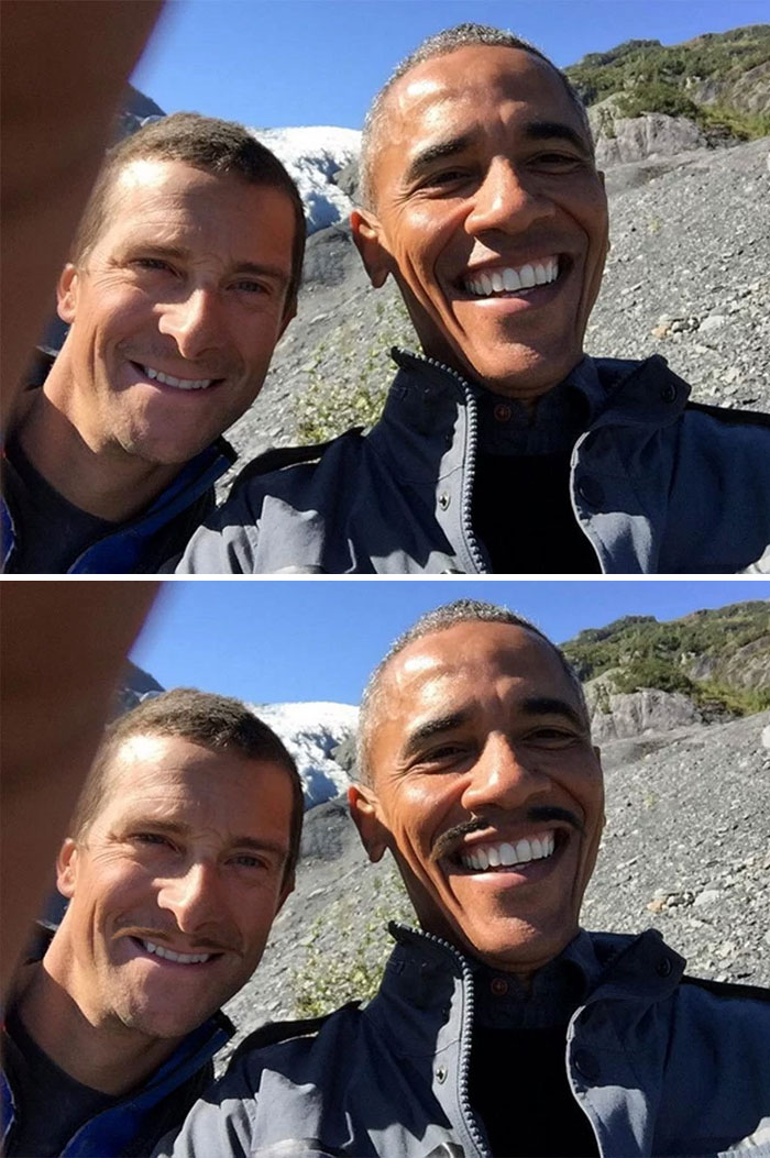 Obama And Survival Expert Bear Grylls Taking A Selfie In The Alaskan Wilderness