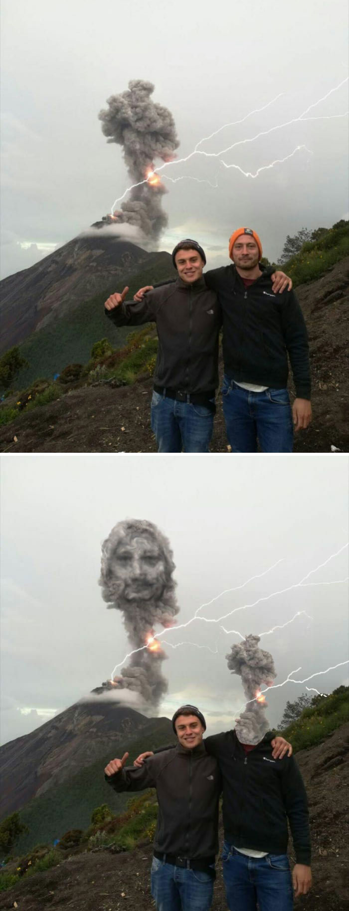 Well-Timed Photo Behind A Volcano