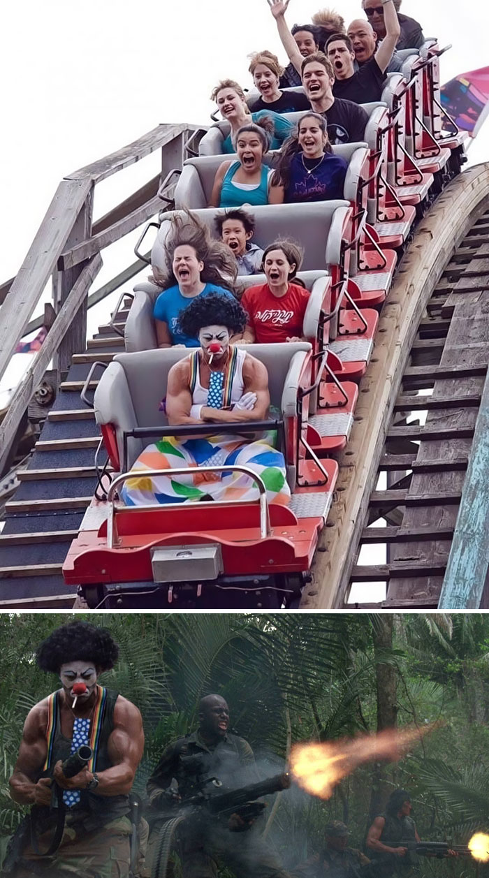 Grumpy Clown On A Roller Coaster