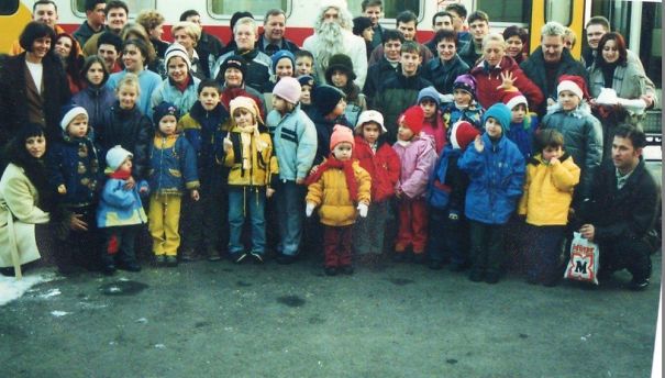 My Sister, 1999, Santa Express. She’s The One In The Front Row With Jeans And Yellow Jacket.