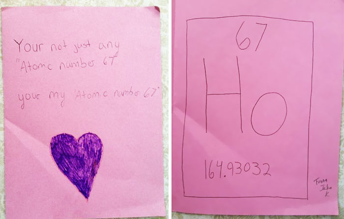 My Son's Chemistry Teacher Asked Him To Make A Valentine's Day Card Related To Chemistry. The Second Image Says It All