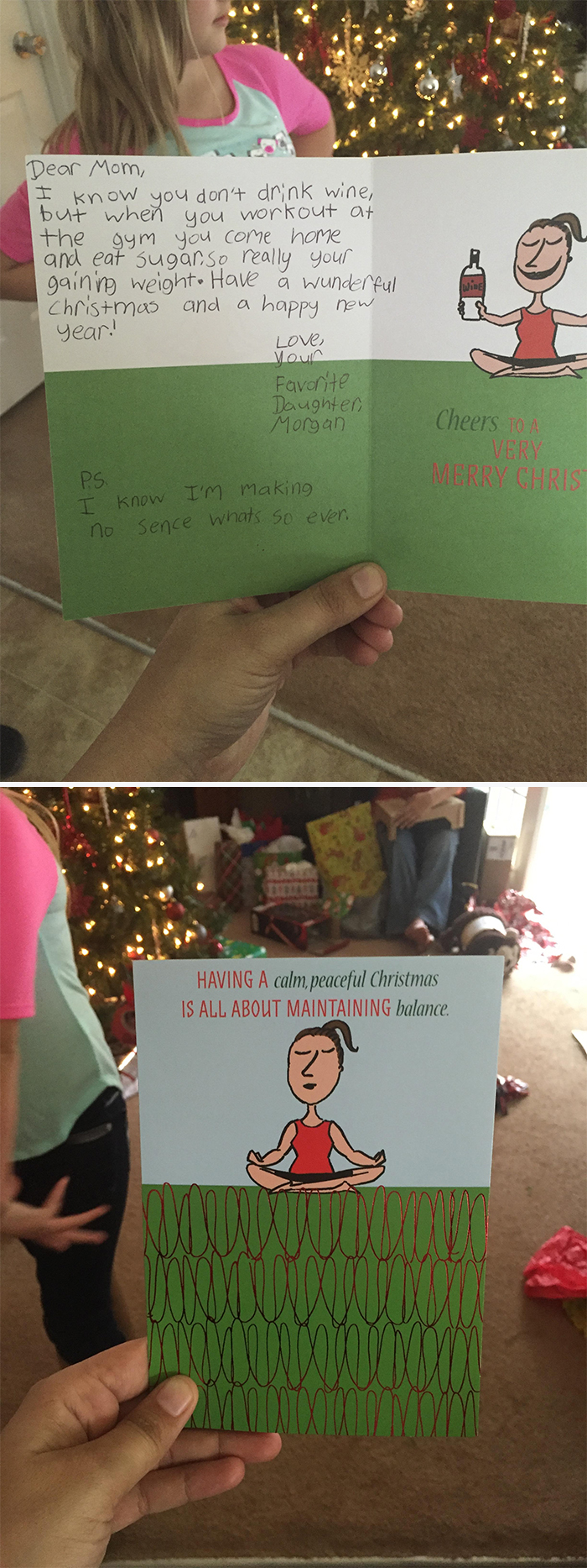 This Is The Christmas Card My 9 Year Old Niece Gave My Sister. Kids Are So Painfully Honest